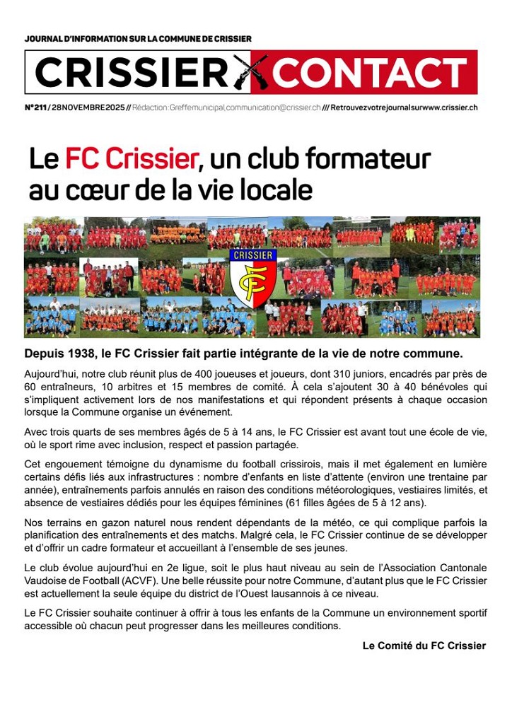 Article de CRISSIER CONTACT